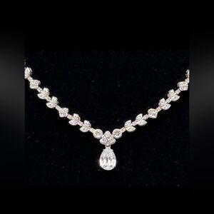 Eliot Danori Rivière Style-C Z'sTennis Necklace w/ a Pear Drop